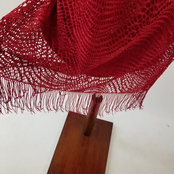 Emma & Michelle Red Lace Overlay Fringe Hem Dress NEW Size Small - Picture 3 of 5